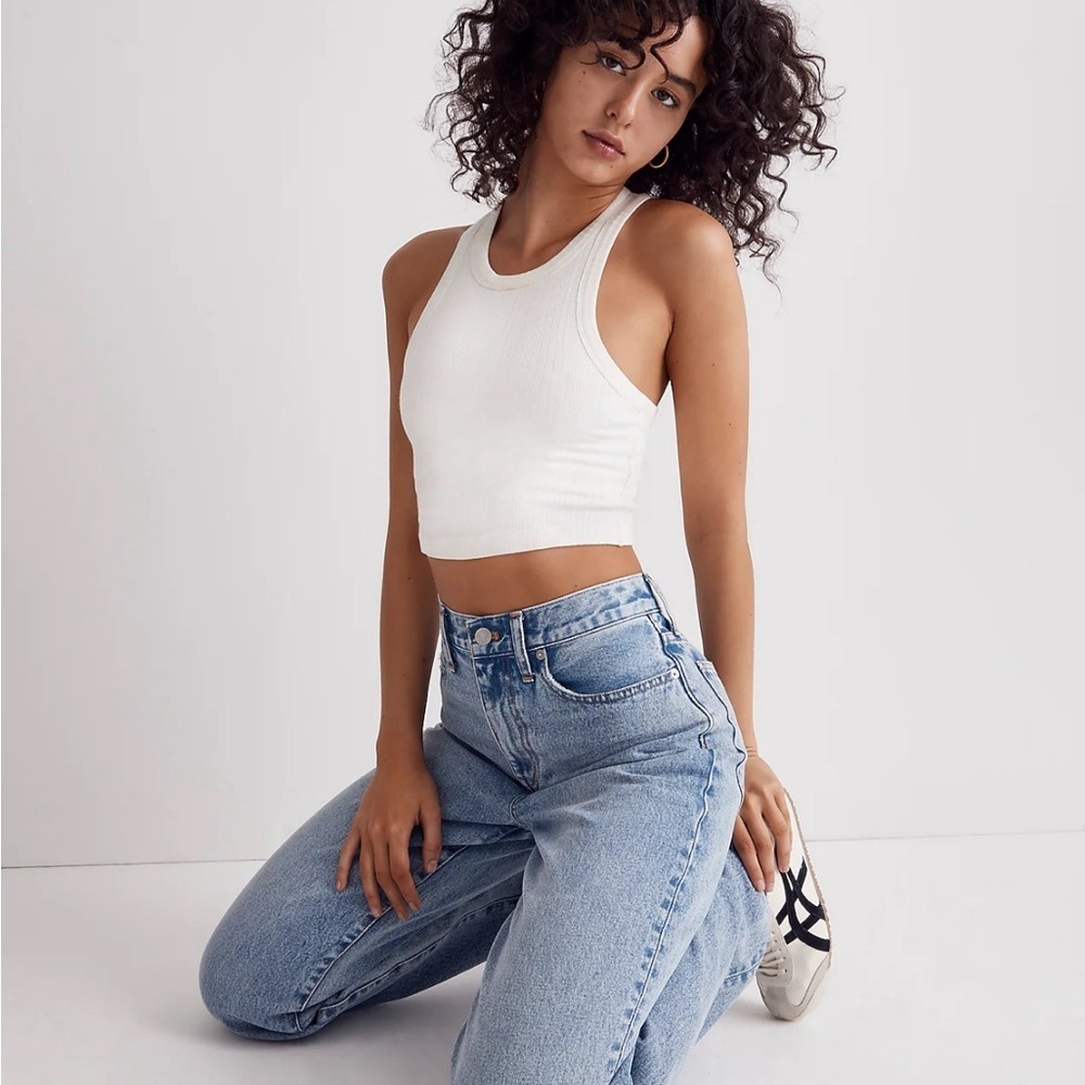 Madewell MWL Variegated Rib Crop Tank in Lighthouse Size Xsmall NWT